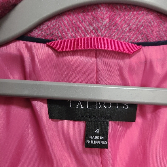 Talbots Pink Tweed‎ Blazer Gold Buttons Size 4 Career Wool Blend - Picture 4 of 14